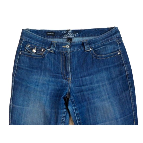 Premium Denim Womens Lydia Jeans Bootcut Stretchy Dark Blue Size 12 (36 x 32) - Picture 2 of 7